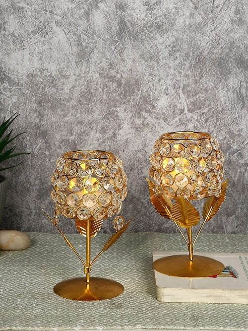 Gold Crystal Tealight Candle Holder