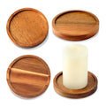 Wooden Pillar Candle Holder Tray Set