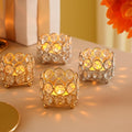 Crystal Tealight Candle Holder Gold Pack of 4