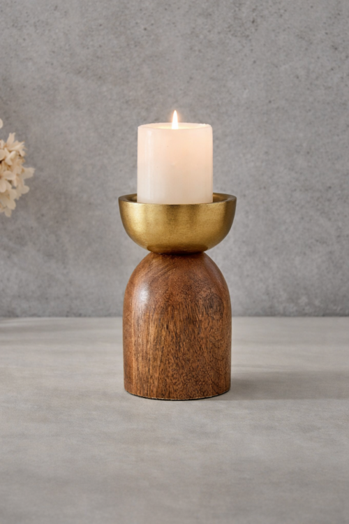 Wooden Pillar Candle Holder for Home Decor